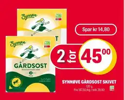 Coop Extra SYNNØVE GÅRDSOST SKIVET tilbud