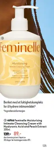 Oriflame Feminelle Moisturising Intimate Cleansing Cream with Hyaluronic Acid and Peach Extract tilbud