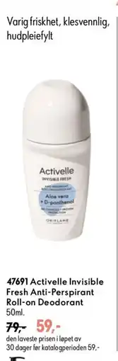 Oriflame Activelle Invisible Fresh Anti-Perspirant Roll-on Deodorant tilbud