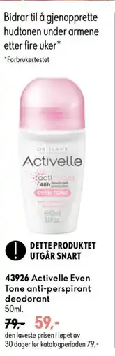Oriflame Activelle Even Tone anti-perspirant deodorant tilbud