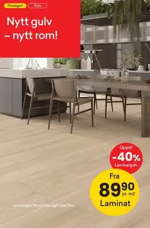 Right Price Tiles Laminatgulv World Cup Light Oak 7mm tilbud