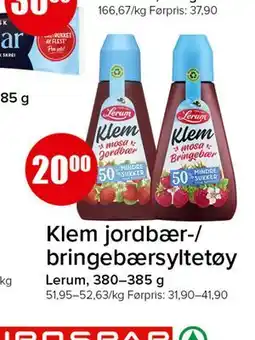 Spar Klem jordbær-/bringebærsyltetøy tilbud