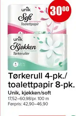 Spar Tørkerull 4-pk./ toalettpapir 8-pk tilbud