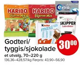 Spar Godteri/tyggis/sjokolade tilbud