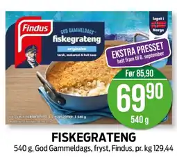 Kiwi Findus Fiskegrateng tilbud