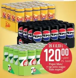 CC Mat Pepsi Max/7 up zero sugar/Solo super tilbud