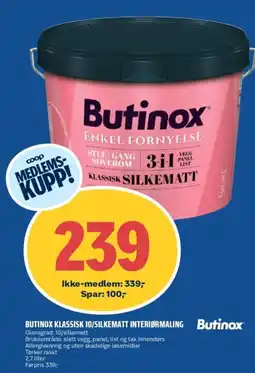 Coop Obs Butinox klassisk 10/silkematt interiørmalning tilbud