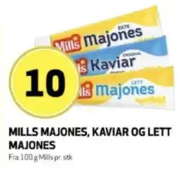 Bunnpris Mills majones, kaviar og lett majones tilbud
