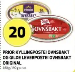 Bunnpris Prior kyllingpostei ovnsbakt og gilde leverpostei ovnsbakt original tilbud