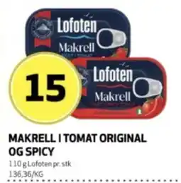 Bunnpris Lofoten Makrell i Tomat Original og Spicy tilbud