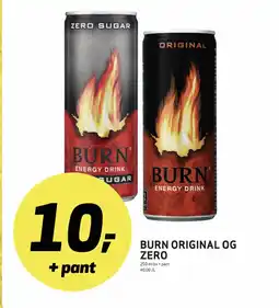 Bunnpris Burn energy drink original og zero tilbud