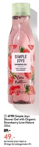 Oriflame Simple Joys Shower Gel with Organic Strawberry Love Nature tilbud