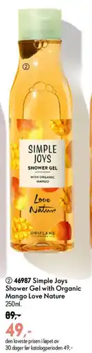 Oriflame Simple Joys Shower Gel with Organic Mango Love Nature tilbud