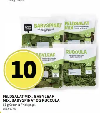 Grønn & Frisk feldsalat mix, babyleaf mix, babyspinat og ruculla