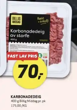 Bunnpris Billig Middag Karbonadedeig av storfe tilbud