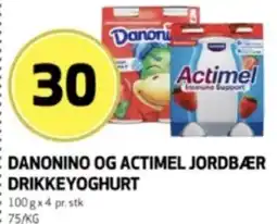 Bunnpris Danonino og Actimel Jordbær Drikkeyoghurt tilbud