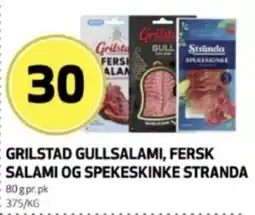 Bunnpris Grilstad gullsalami, fersk salami og spekeskinke strand tilbud