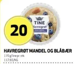 Bunnpris Tine havregrot mandel og blåbær tilbud