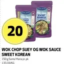 Bunnpris Santa Maria wok chop suey og wok sauce sweet korean tilbud