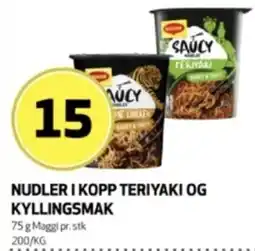 Bunnpris Maggi nudler i kopp teriyaki og kyllingsmak tilbud