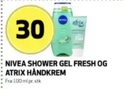 Bunnpris Nivea shower gel fresh og atrix håndkrem tilbud
