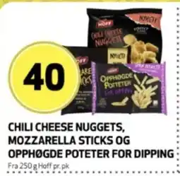 Bunnpris Hoff chili cheese nuggets, mozzarella sticks og opphøgde poteter for dipping tilbud