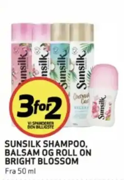Bunnpris Sunsilk shampoo, balsam og roll on bright blossom tilbud