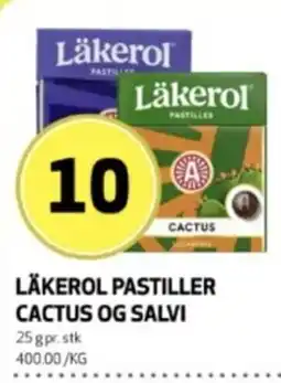 Bunnpris Läkerol pastiller cactus og salvi tilbud