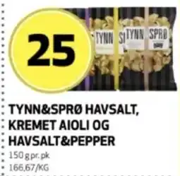 Bunnpris Tynn&sprø havsalt, kremet aioli og havsalt&pepper tilbud