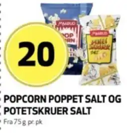 Bunnpris Marud popcorn poppet salt og potetskruer salt tilbud