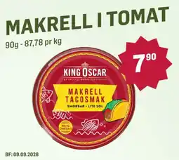 Holdbart King Oscar Makrell i Tomat tilbud