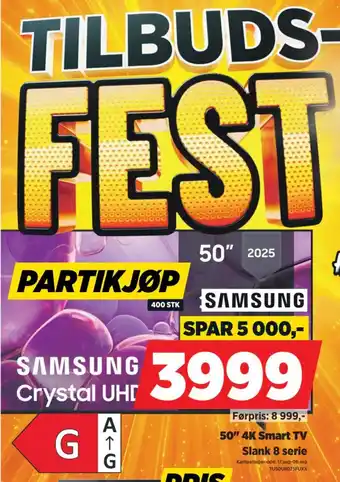 Samsung 50" 4K Smart TV Slank 8 serie