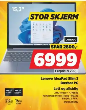 Lenovo IdeaPad Slim 3 Bærbar PC