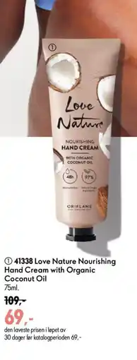 Oriflame Love Nature Nourishing Hand Cream with Organic Coconut Oil tilbud
