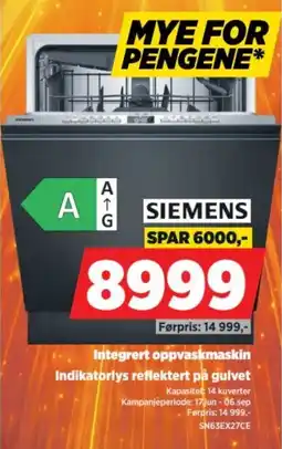 POWER Siemens integrert oppvaskmaskin tilbud