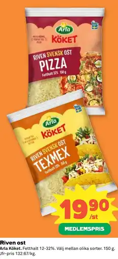 Stora Coop Arla Köket Riven ost tilbud
