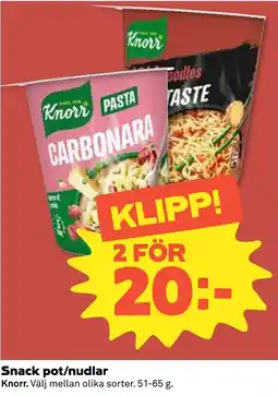 Stora Coop Knorr Snack pot/nudlar tilbud