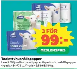 Stora Coop Lambi toalett-/hushållspapper tilbud