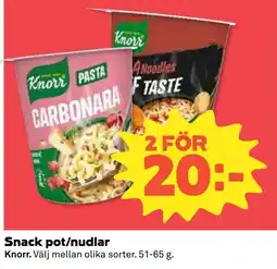 Stora Coop Knorr snack pot/nudlar tilbud