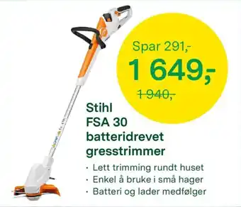 Stihl FSA 30 batteridrevet gresstrimmer