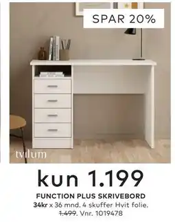 Skeidar FUNCTION PLUS SKRIVEBORD tilbud