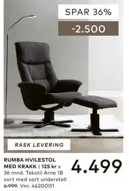 Skeidar RUMBA HVILESTOL MED KRAKK tilbud