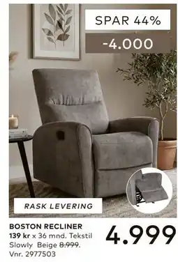 Skeidar BOSTON RECLINER tilbud