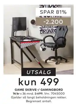 Skeidar GAME SKRIVE-/ GAMINGBORD tilbud