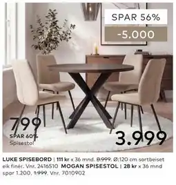 Skeidar LUKE SPISEBORD tilbud