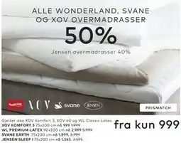 Skeidar ALLE WONDERLAND, SVANE OG XOV OVERMADRASSER tilbud