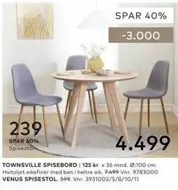 Skeidar TOWNSVILLE SPISEBORD tilbud