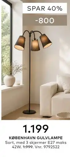 Skeidar KØBENHAVN GULVLAMPE tilbud