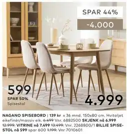 Skeidar NAGANO SPISEBORD tilbud