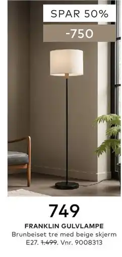 Skeidar FRANKLIN GULVLAMPE tilbud